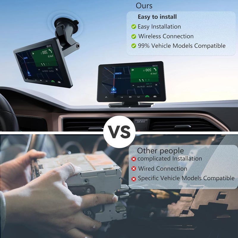 ITDULCET 7 Inch Carplay Screen for Car with Wireless Apple Carplay & Android Auto, GPS Navigation, Backup Camera, Mirror Link, Bluetooth, AUX, FM, Siri, Voice Control for All Vehicles - Image 3